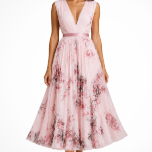 Alternative view of Maristella | Women’s Elegant Floral Midi Dress With Flared Skirt