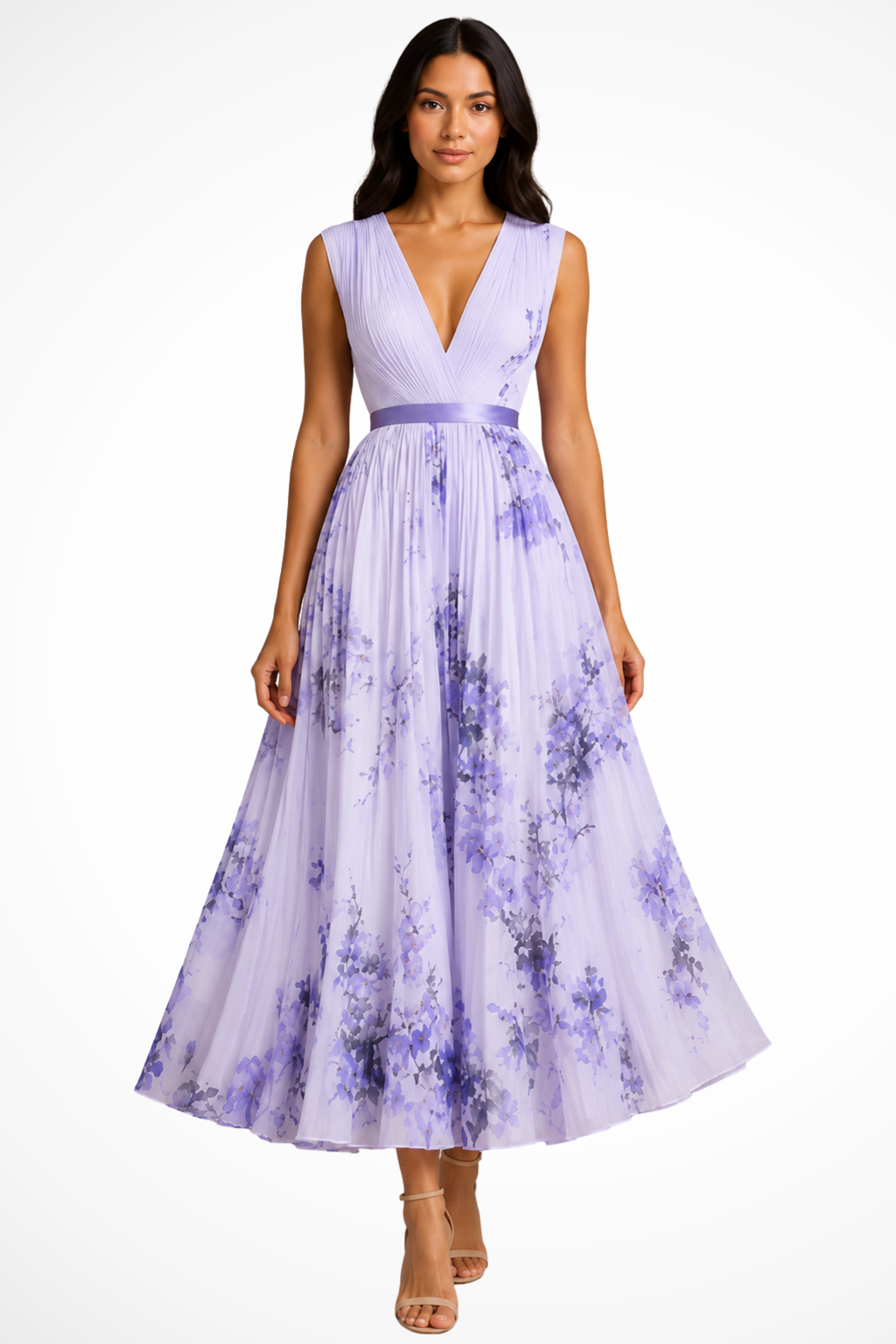 Maristella | Women’s Elegant Floral Midi Dress With Flared Skirt - Image 5