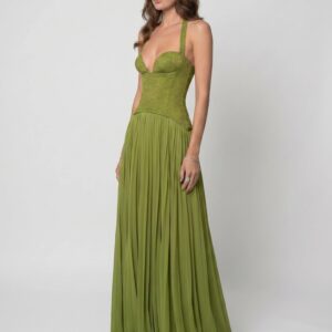Alternative view of Mirabella | Women’s Corset Style Maxi Dress With Draped Pleats